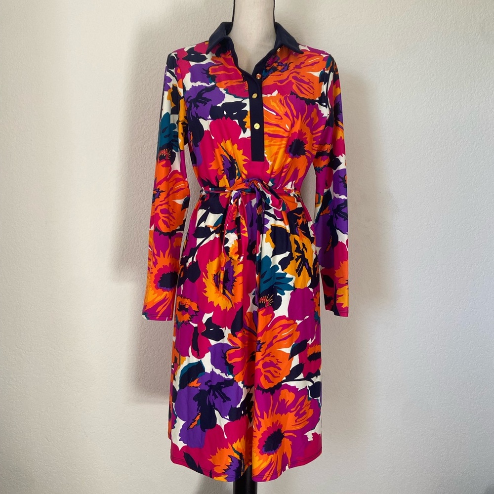 Jude Conally Vibrant Floral Tie Dress Medium